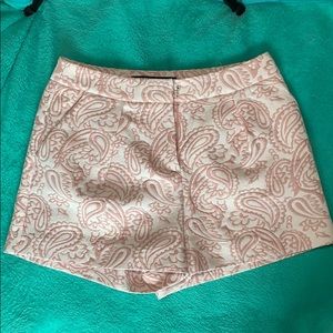 High waisted cream and pink patterned shorts. Sz 0